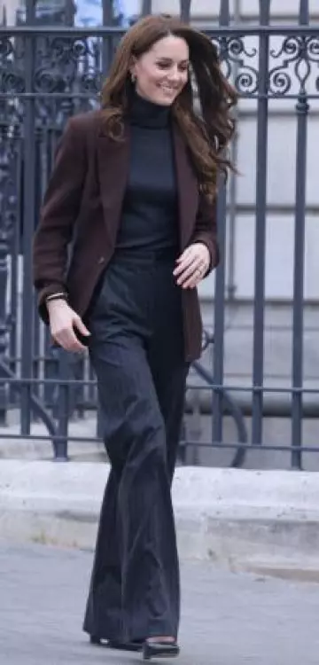 Petar Petrov Wool-Blend Blazer in Brown worn by Catherine, Duchess of Cambridge at The National Portrait Gallery on February 4, 2025