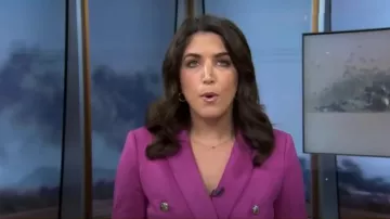 White House Black Market Ultra Suede Studio Blazer in Baie worn by Liz Kreutz as seen in Today on  February 20, 2025