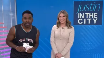 Nike Breanna Stewart New York Liberty Player Jersey worn by Justin Sylvester as seen in Today with Jenna & Friends on February 20, 2025