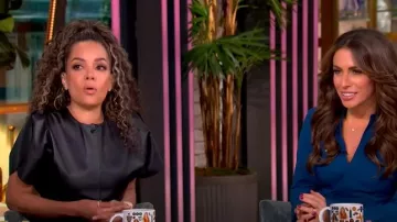 Victoria Beckham Gathered Leather Midi Dress worn by Sunny Hostin as seen in The View on February 20, 2025