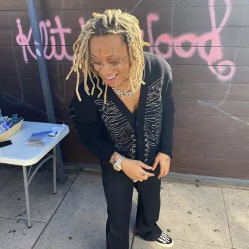 Trippie Redd wears Black Skeleton Jacquard Cardigan on TikTok