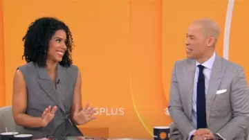 Gilet à rayures Boss Jewelara porté par Adriana Díaz comme on le voit dans CBS Mornings le 24 février 2025