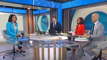 Blazer de L'Agence Kenzie en Blue Atoll usado por Celine Gounder visto en CBS Mornings el 24 de febrero de 2025