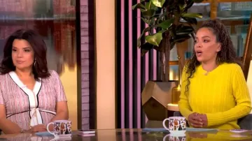 Guest in Residence Cable Shrunken Cashmere Crew Sweater worn by Sunny Hostin as seen in The View on  February 24, 2025