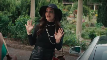Alice + Olivia Clarinda Turtleneck Long Sleeve Bodysuit worn by Birdie (Melissa Fumero) as seen in Grosse Pointe Garden Society (S01E01)