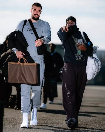 Louis Vuitton Black Shearling LV Footprint Boots worn by James Harden on the Instagram account @laclippers