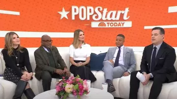 Alice + Olivia Ramona Pointelle Polo Top worn by Savannah Guthrie as seen in Today on  February 24, 2025