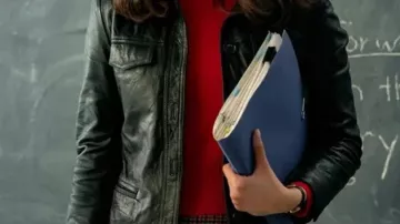 Black Leather Jacket of Alex (Sofia Carson) in The Life List