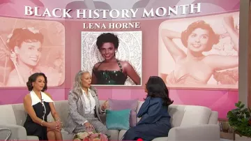 Miss Rosier Alessandra Color-Blocked Fitted Maxi Dress worn by Daphnée Duplaix as seen in Sherri on February 21, 2025