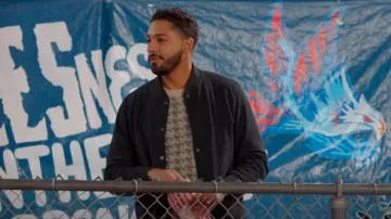 Hugo Boss Houndstooth Check Sweater In Cotton worn by Jordan Baker (Michael Evans Behling) as seen in All American (S07E04)