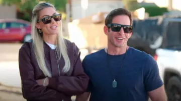 Meshki Codi Faux Leather Bomber Jacket worn by Heather Rae Young as seen in The Flip Off (S01E05)