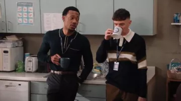 Paisley & Gray Men's Tipped Long-Sleeve Polo Shirt worn by Gregory Eddie (Tyler James Williams) as seen in Abbott Elementary (S04E15)