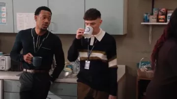 Asos Relaxed Knitted Rugby Polo Sweater worn by Jacob Hill (Chris Perfetti) as seen in Abbott Elementary (S04E15)