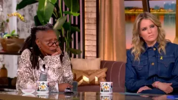 R13 Shredded Seam Drop Neck Leopard Print Button-Up Shirt worn by Whoopi Goldberg as seen in The View on February 26, 2025