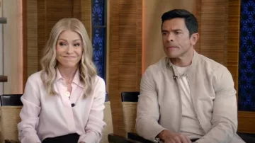 Theory Wynmore Moto Jacket worn by Mark Consuelos as seen in LIVE with Kelly and Mark on February 25, 2025