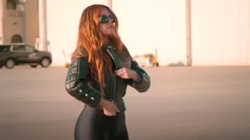 Thierry Mugler Hiver Buick Sculptural Chrome Grille Leather Moto Jacket worn by Khloé Kardashian as seen in The Kardashians (S06E04)