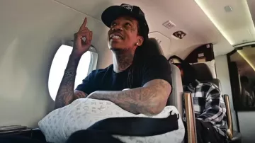 Louis Vuitton White & Navy-Monogram 'Keepall 50' Bag worn by Wiz Khalifa in Wiz Khalifa - So Many Pounds Freestyle [Official Music Video]