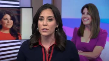 Boden Victoria Knitted Shirt Dress worn by Hallie Jackson as seen in Today on February 27, 2025