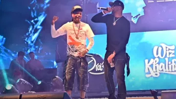 Martine Rose Black Leather Paneled Utility Shorts worn by Wiz Khalifa in Wiz Khalifa - So Many Pounds Freestyle [Official Music Video]