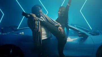 Casablanca Navy & Multicolor Stripe Crochet Shirt worn by Finesse2tymes in Finesse2Tymes - Crucifix [Official Music Video]