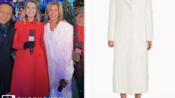 White Sequin Embellished Mohair Coat of Hoda Kotb in Today