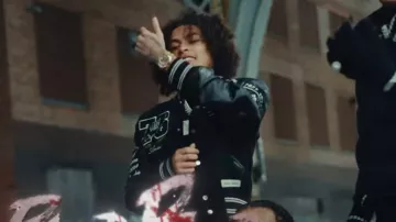 Amiri Black 1976 Eagle Logo Varsity Jacket portée par DD Osama dans DD Osama - BLRRD BLRRD