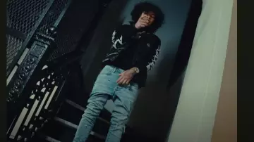 Amiri Light Vintage Indigo Paisley Embroidered 'Broken' Jeans worn by DD Osama in DD Osama - BLRRD BLRRD