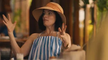 Ganni Striped Cotton Dress worn by Victoria Ratliff (Parker Posey) as seen in The White Lotus (S03E03)