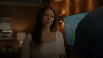 Marine Layer Lexi Rib Square Neck Top worn by Lucy Chen (Melissa O'Neil) as seen in The Rookie (S07E04)