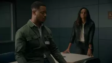 L'Agence Janelle Coated Trucker Jacket worn by Nyla Harper (Mekia Cox) as seen in The Rookie (S07E07)
