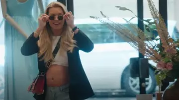 Prada City Calf Cahier Pink Black Leather Crossbody Belt Bag worn by Lindsay Hubbard as seen in Summer House (S09E03)