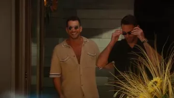 Reiss Coulson Cotton Blend Crochet Shirt In Soft Taupe worn by Jesse Solomon as seen in Summer House (S09E03)