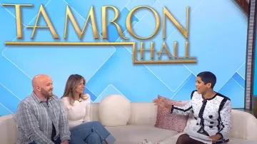 Balmain Collarless Raw-Edge Sequined Blazer worn by Tamron Hall as seen in Tamron Hall Show on March 4, 2025
