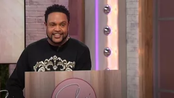 Royalty by Maluma Relaxed Fit Birdseye Jacquard Logo Sweater worn by Jawn Murray as seen in Sherri on March 4, 2025