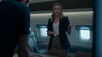 Theory Staple Blazer In Admiral Crepe worn by Rebecca Henderson (Melissa Roxburgh) as seen in The Hunting Party (S01E01)