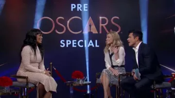 Haut orné de négus Sportmax porté par Angela Bassett comme on le voit en LIVE avec Kelly et Mark le 28 février 2025