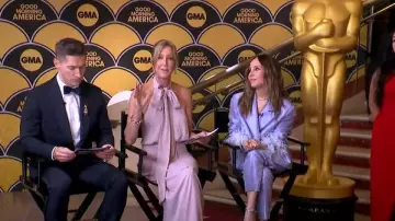 Pantalon structuré Kaoa en lavande porté par Lilliana Vazquez comme on le voit dans Good Morning America le 28 février 2025