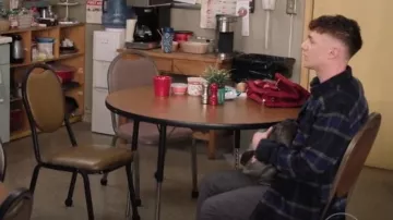 Asos Design Wool Look Shacket In Dark Blue Check-Auburn worn by Jacob Hill (Chris Perfetti) as seen in Abbott Elementary (S04E16)