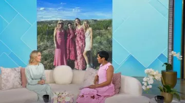 Me by Jennie Garth Chelsea Satin Dress with Self Tie worn by Jennie Garth as seen in Tamron Hall Show on March 5, 2025