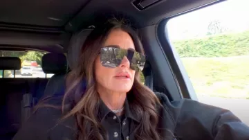 Saint Laurent 99MM Mask Sunglasses worn by Kyle Richards as seen in The Real Housewives of Beverly Hills (S14E14)