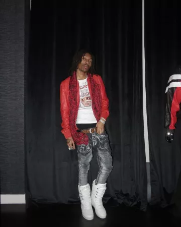 Alexander McQueen Red Leopard Skull Fringed Scarf worn by Lil Tecca on the Instagram account @liltecca