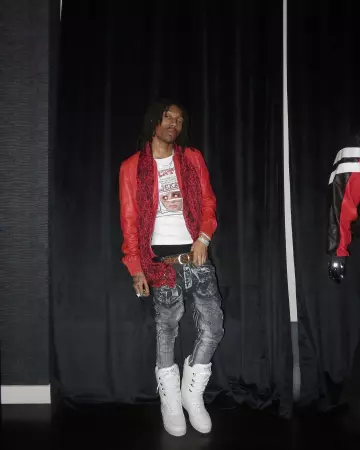 Celine White Leather High-Top Sneaker Boots worn by Lil Tecca on the Instagram account @liltecca