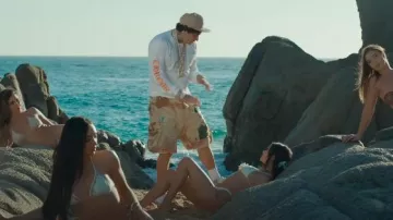 Gallery Dept. Beige Camo G-Patch Cargo Shorts worn by Ohgeesy in OhGeesy - Novio #2 (feat. Junior H) [Official Music Video]