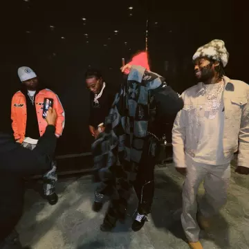 Louis Vuitton Ivory Monogram Embossed Denim Jacket worn by Meek Mill on the Instagram account @meekmill