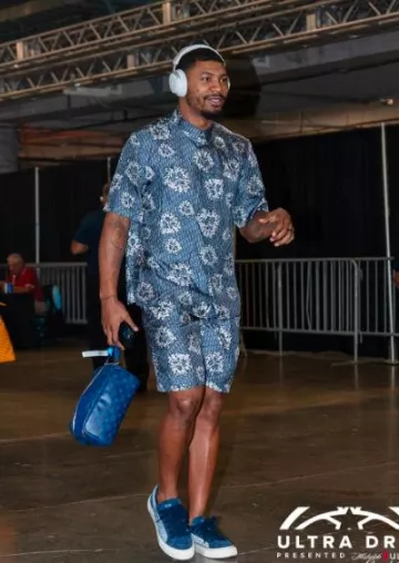 Dior Navy Suede & Oblique B33 Sneakers worn by Marcus Smart on the Instagram account @washwizards