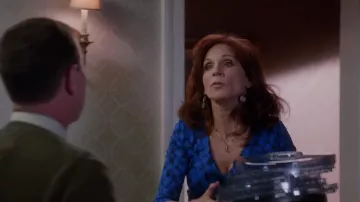 Diane von Furstenberg Blue Alligator Julian Two Silk Jersey Wrap Dress worn by Vivian Ludley (Marilu Henner) in Brooklyn Nine-Nine (S01E22)