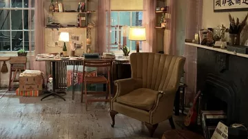 Bob Dylan's (Timothée Chalamet) Yellow/Ochre Armchair in A Perfect Stranger