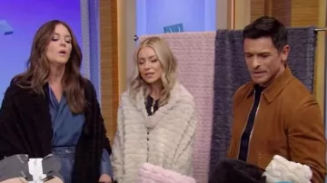 Officine Generale Victor Italian Suede Jacket worn by Mark Consuelos as seen in LIVE with Kelly and Mark on March 6, 2025