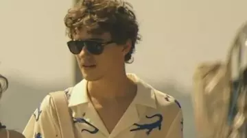 The White Lotus S03 Sam Nivola Crocodile & Floral Print Shirt of Lochlan Ratliff (Sam Nivola) in The White Lotus (S03E04)