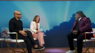 Alice + Olivia Hayes High-Waist Wide-Leg Cargo Pants worn by Eva Pilgrim as seen in Good Morning America on March 7, 2025